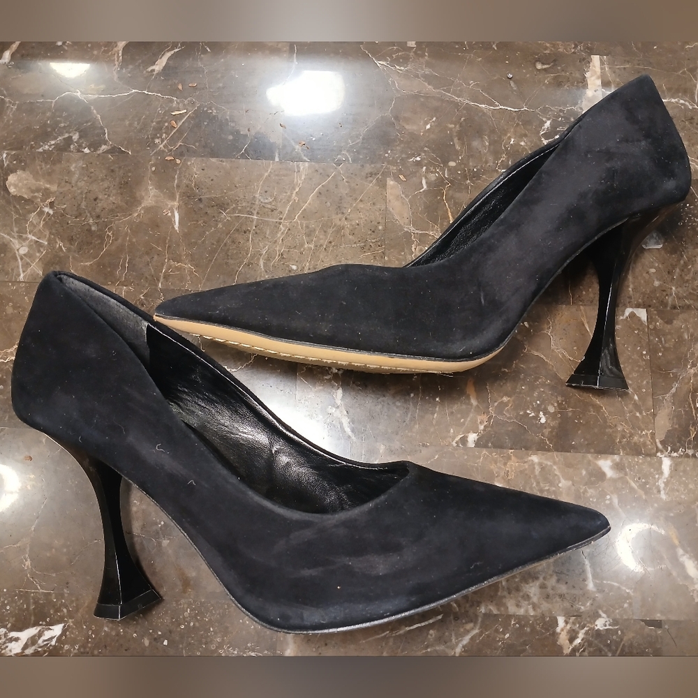 Vince Camuto Pointed Toe black suede heels. 